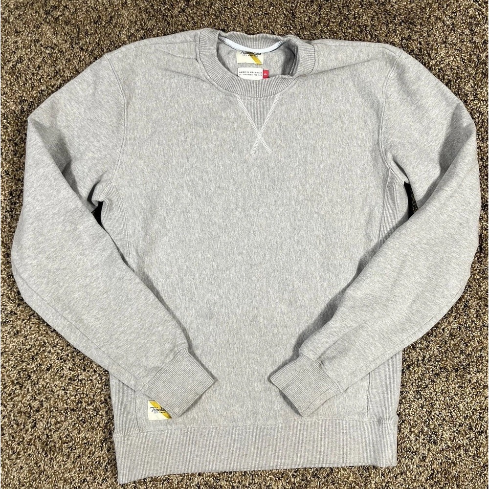 Tracksmith Sweatshirt Crewneck Long Sleeve Pullover Gray Logo‎ Men's Sz Small